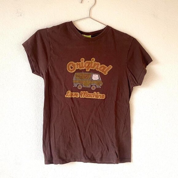 Scooby Doo Love Machine Brown Tee Shirt y2k 2000s Women's XS - Picture 1 of 4